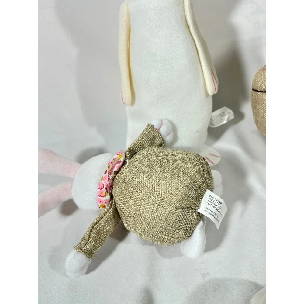 Easter Bunny Decor Bundle 5pc Target Ceramic Tealight Holders Burlap Plush Set‎